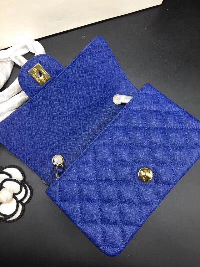 CC original grained calfskin mini flap bag A69900 royal blue