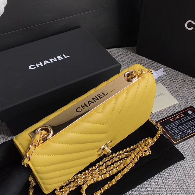 CC original lambskin leather woc chain bag 80982 yellow