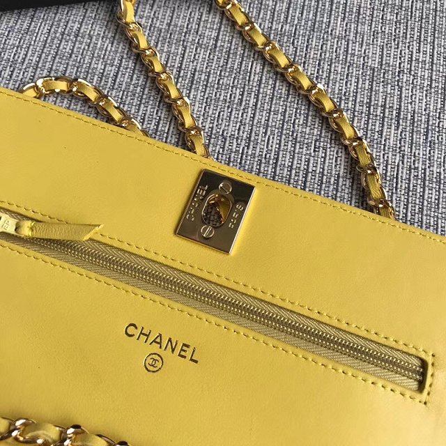 CC original lambskin leather woc chain bag 80982 yellow