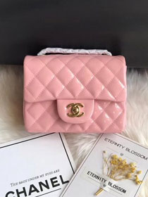 CC original patent calfskin mini flap bag A69906 pink