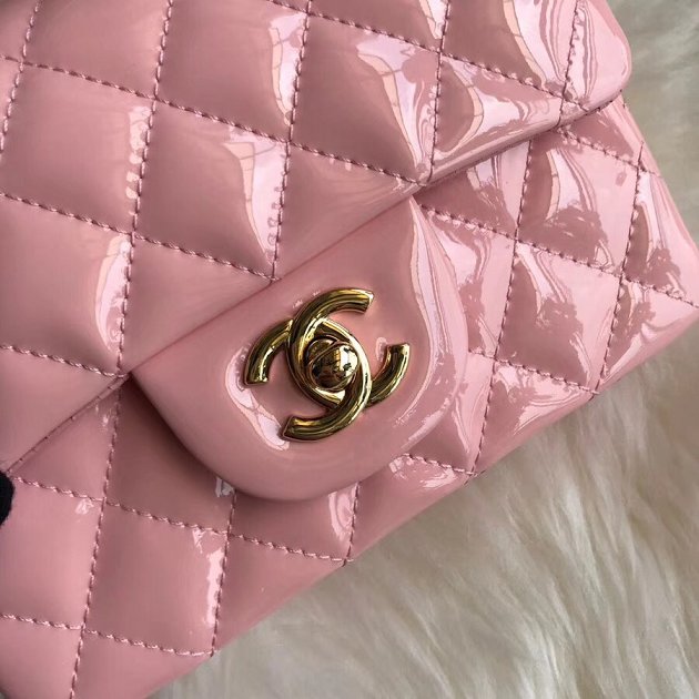 CC original patent calfskin mini flap bag A69906 pink