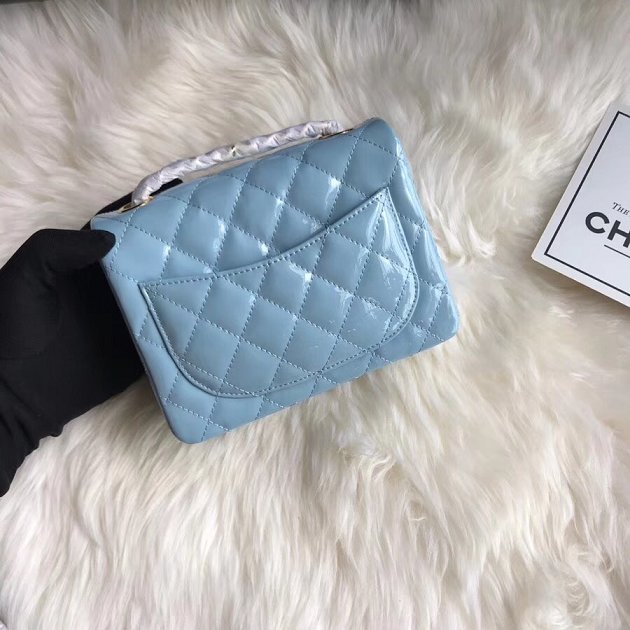 CC original patent calfskin mini flap bag A69906 sky blue