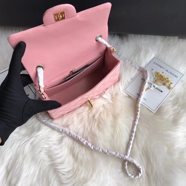 CC original patent calfskin mini flap bag A69900 pink