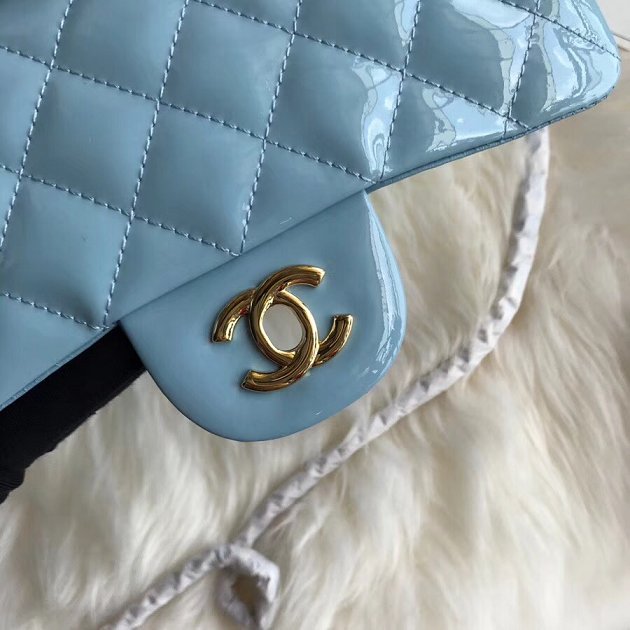 CC original patent calfskin mini flap bag A69900 sky blue