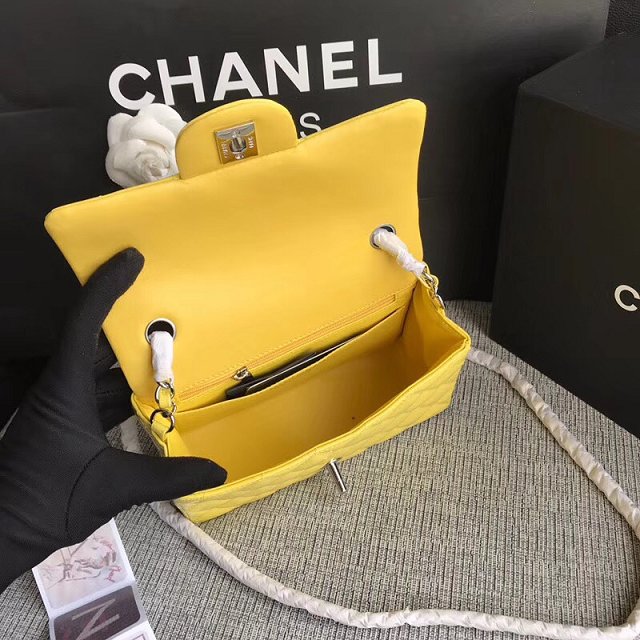 CC original patent calfskin mini flap bag A69900 yellow