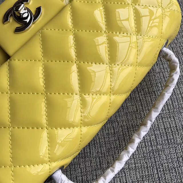 CC original patent calfskin mini flap bag A69900 yellow