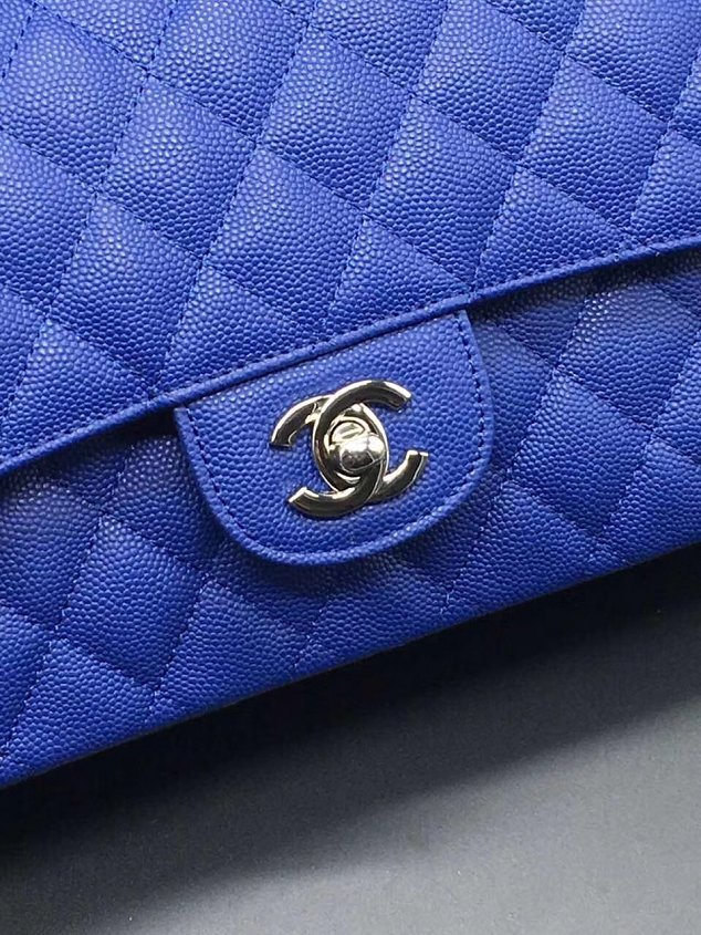 CC original grained calfskin double flap bag A01112 royal blue