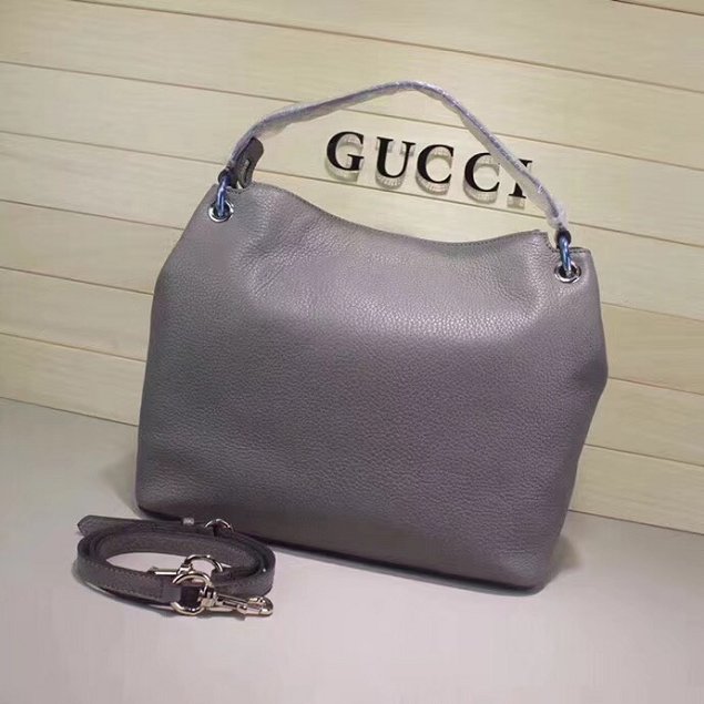 GG Calfskin Leather Top Shoulder Bag 408825 grey
