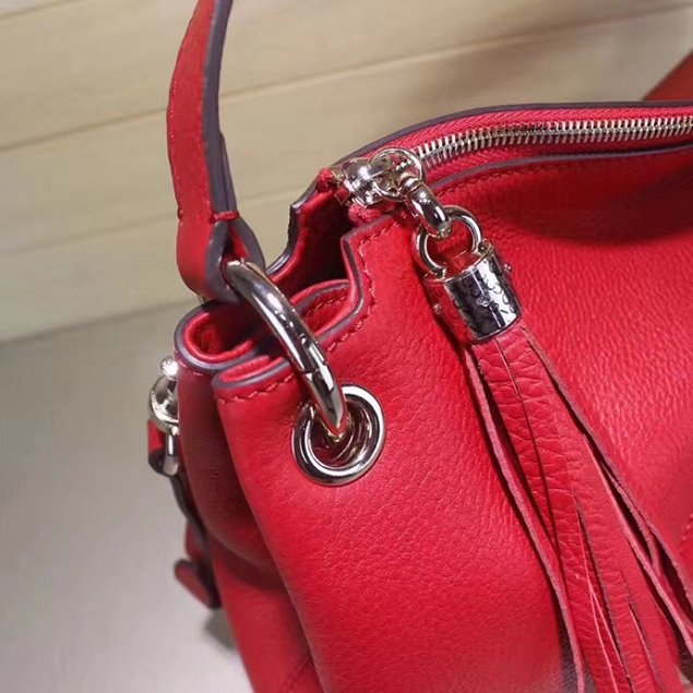 GG Calfskin Leather Top Shoulder Bag 408825 red