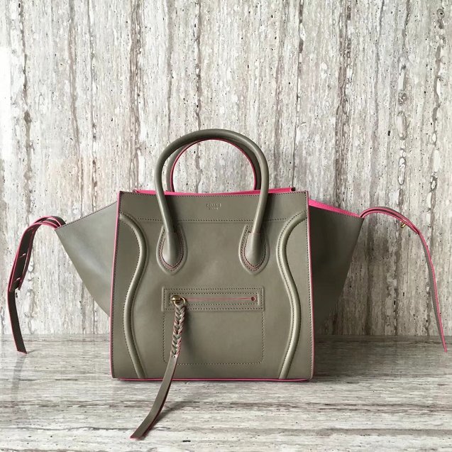 Celine original smooth calfskin luggage phantom bag 9901-2 khaki