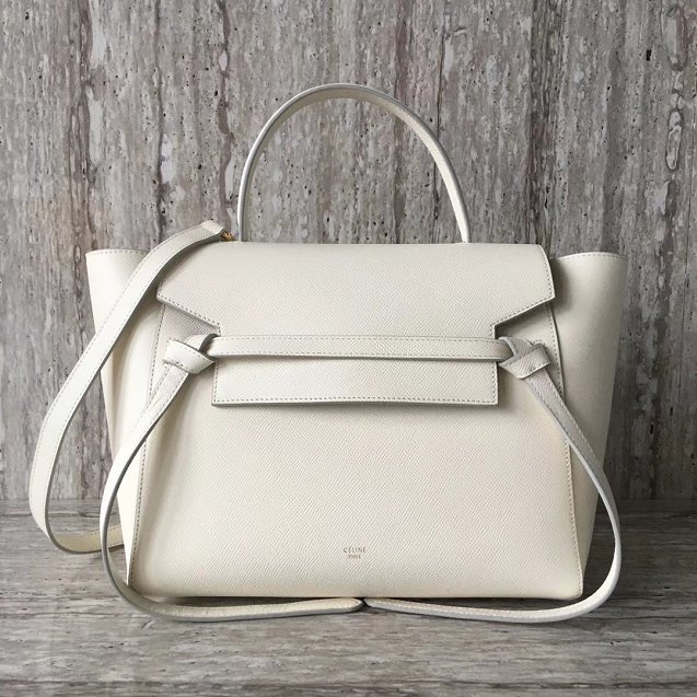 Celine original grained calfskin mini belt bag 189103 white