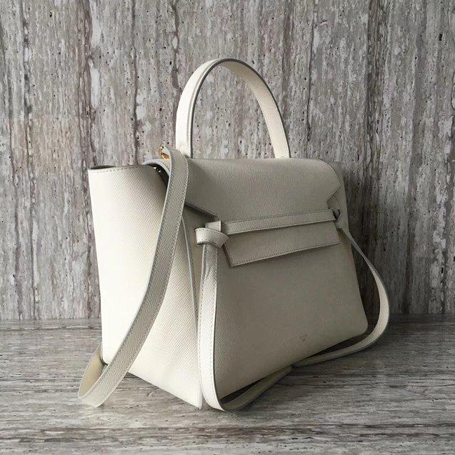 Celine original grained calfskin mini belt bag 189103 white