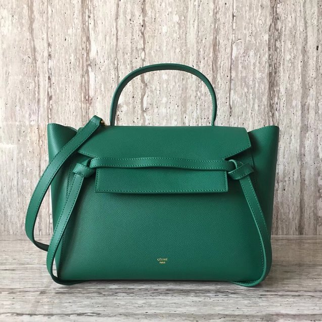 Celine original grained calfskin mini belt bag 189103 green