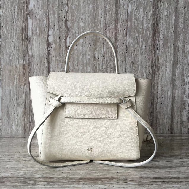 Celine original grained calfskin nano belt bag 189003 white