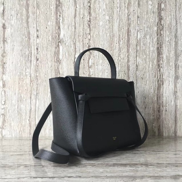 Celine original grained calfskin micro belt bag 189153 black