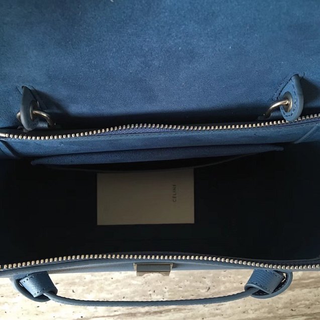 Celine original grained calfskin micro belt bag 189153   blue