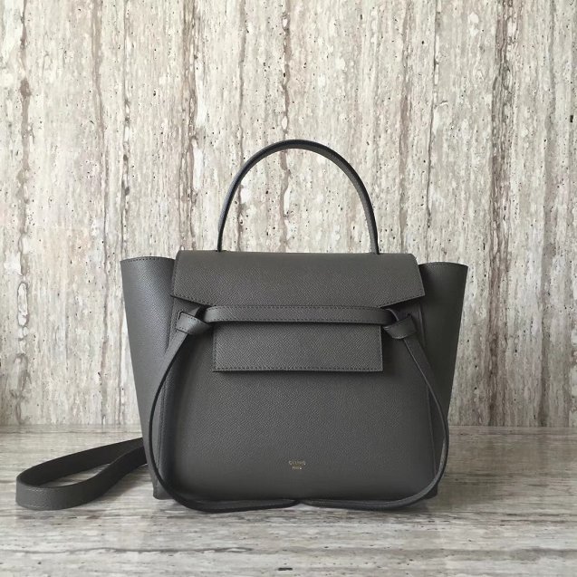 Celine original grained calfskin micro belt bag 189153 grey 