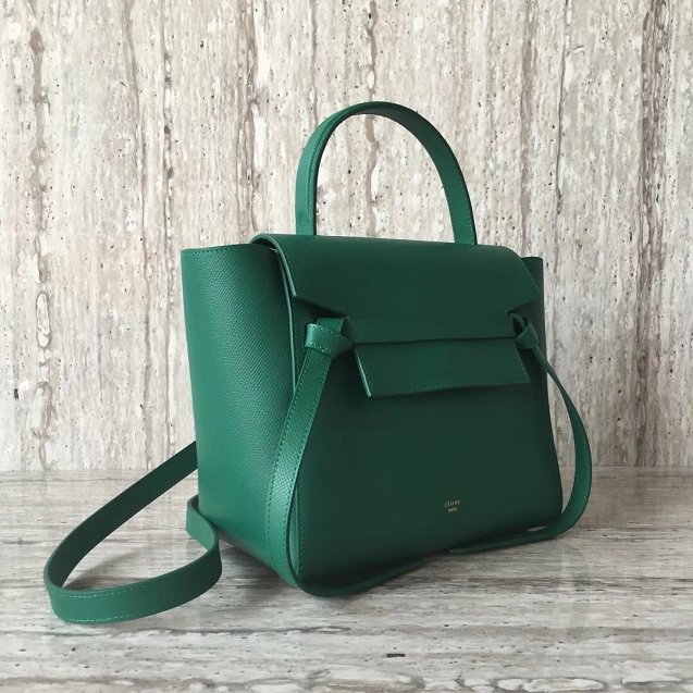 Celine original grained calfskin micro belt bag 189153  green