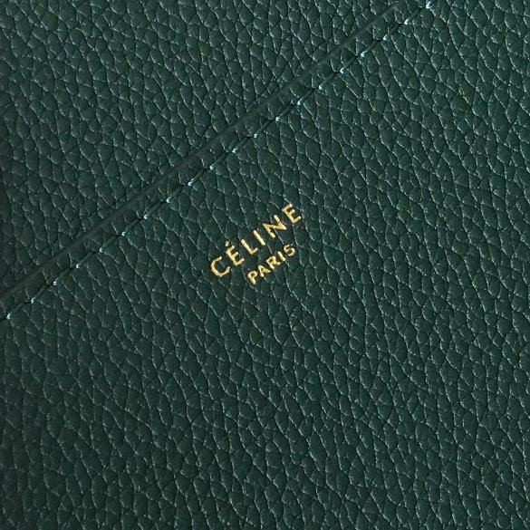 2018 celine original grained calfskin sangle medium bucket bag 77427 blackish green