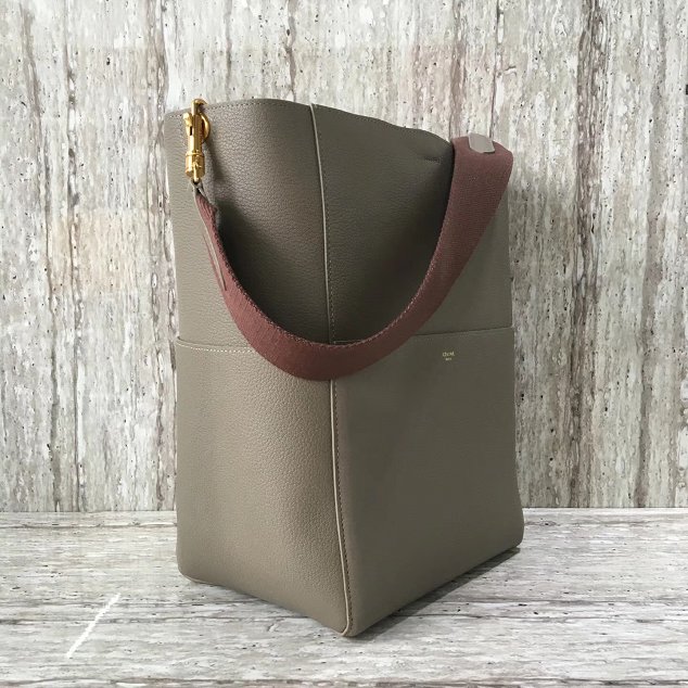 2018 celine original grained calfskin sangle medium bucket bag 77427 khaki