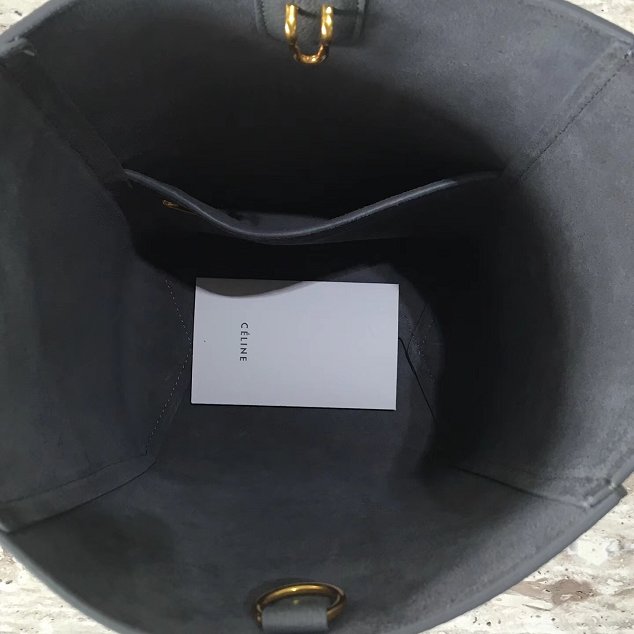 2018 celine original grained calfskin sangle small bucket bag 77426 gray