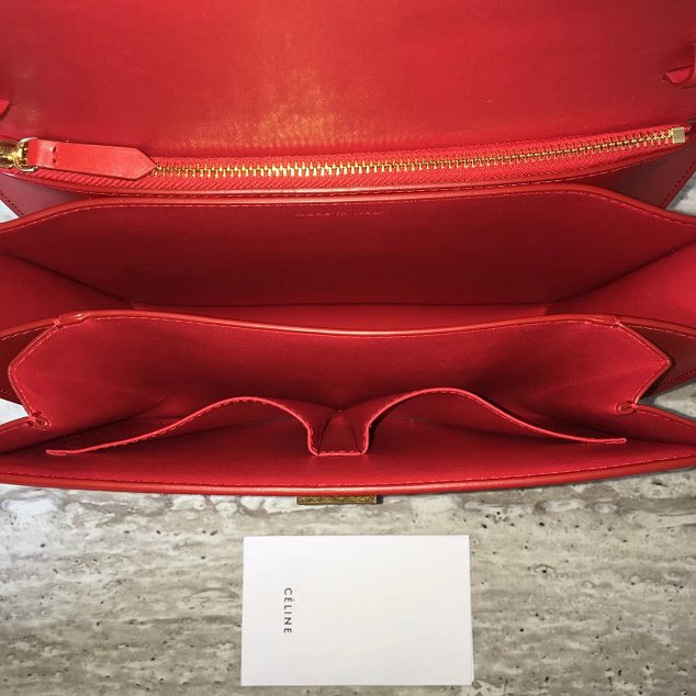 Celine original box calfskin large classic bag 11045 red