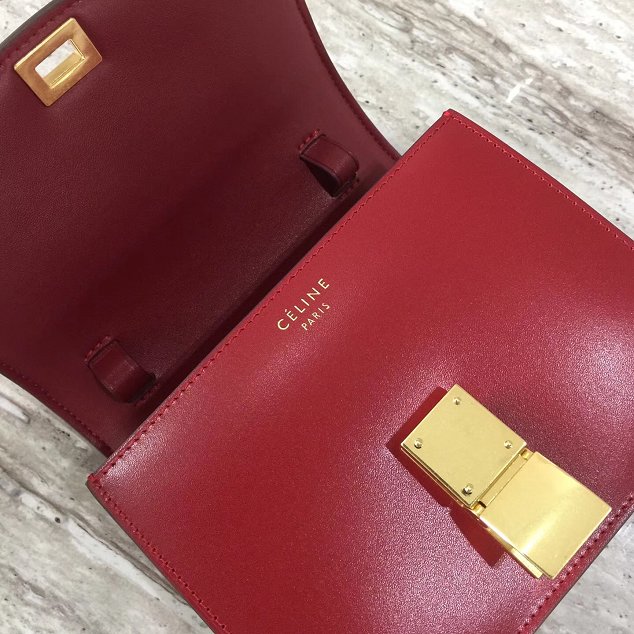 Celine original box calfskin small classic bag 11041 crimson 