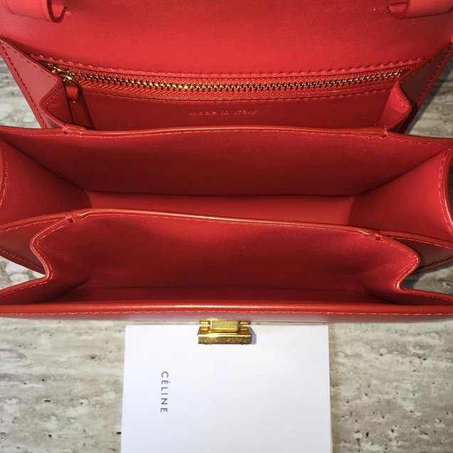 Celine original box calfskin small classic bag 11041 red