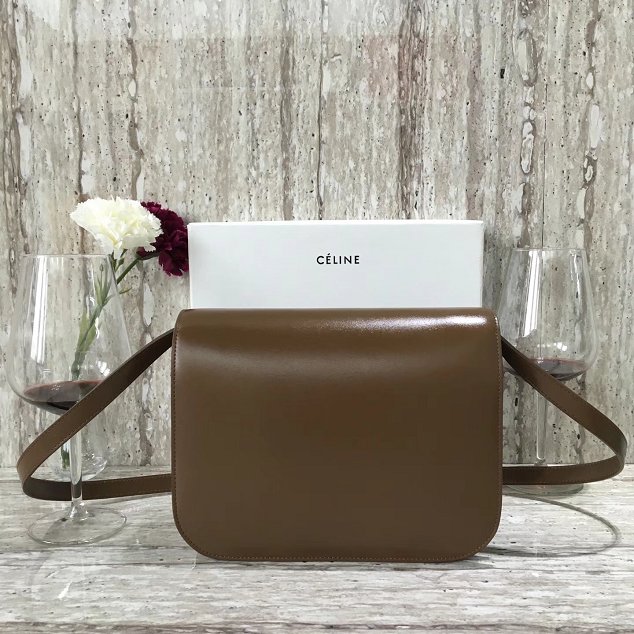 Celine original liege calfskin large classic box bag 11045-1 caramel