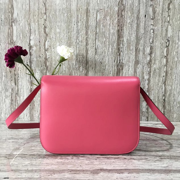 Celine original liege calfskin large classic box bag 11045-1 rose red