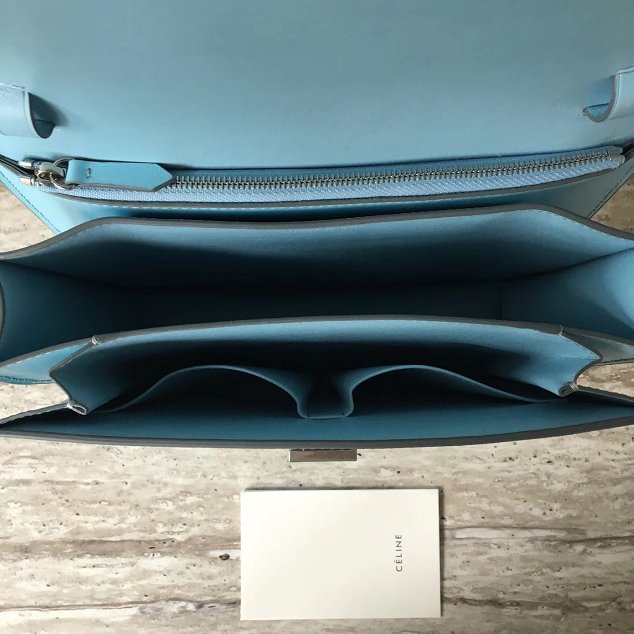 Celine original liege calfskin large classic bag 11045-1 sky blue