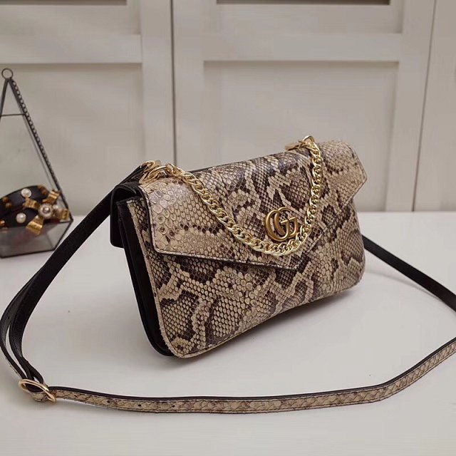 2019 GG original python leather medium double shoulder bag 524822 black