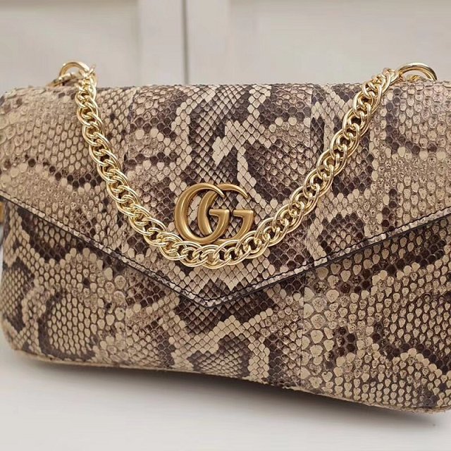 2019 GG original python leather medium double shoulder bag 524822 black