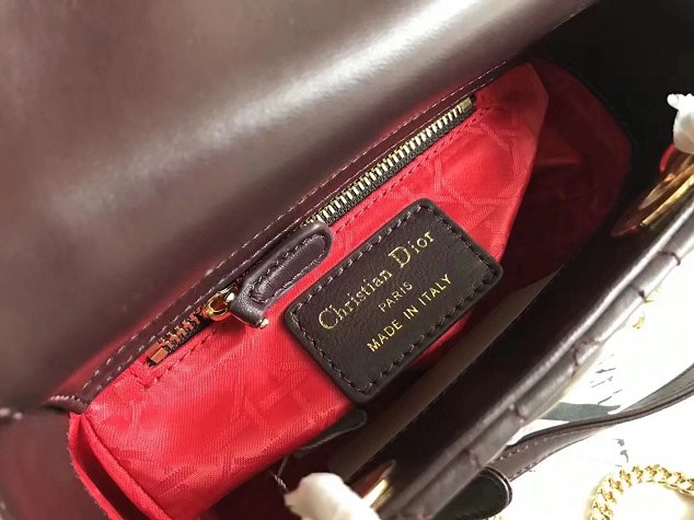 Dior original lambskin mini lady dior bag M0505 burgundy