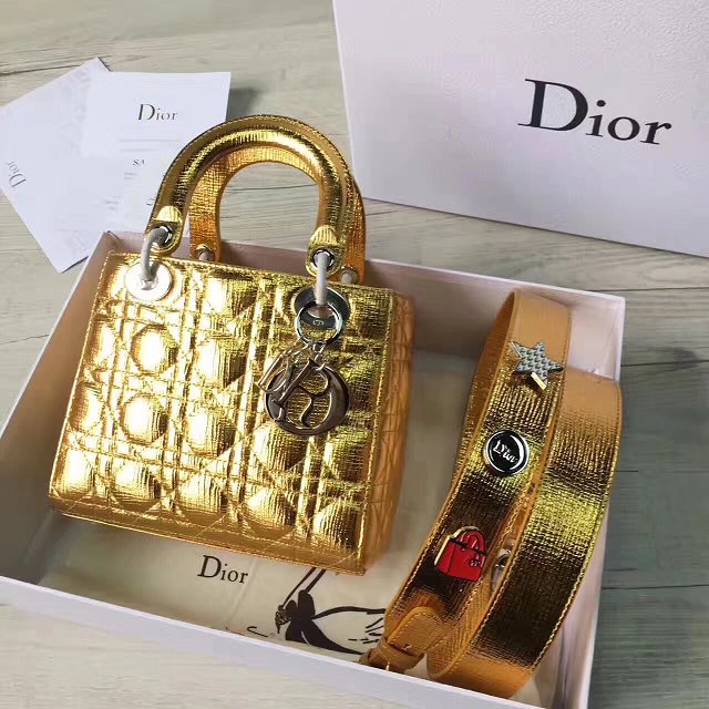 Dior original lambskin small my lady dior bag 44450 gold