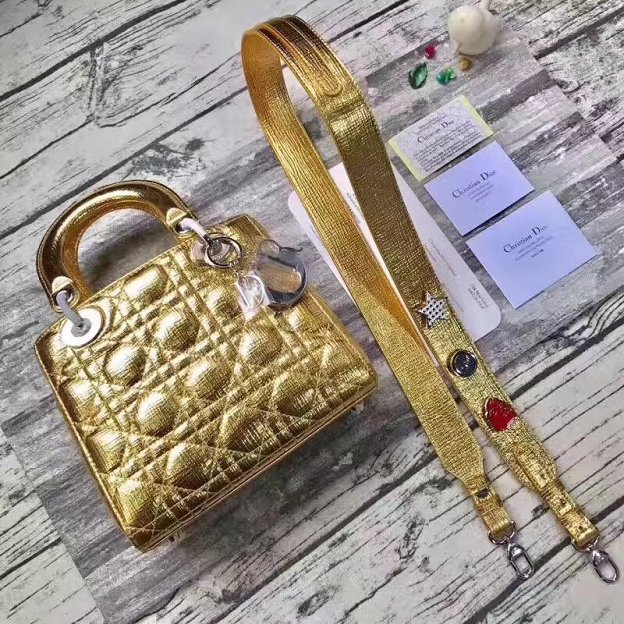 Dior original lambskin small my lady dior bag 44450 gold