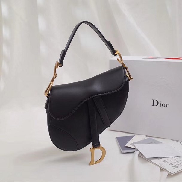 2018 Dior original calfskin mini saddle bag M0447 black