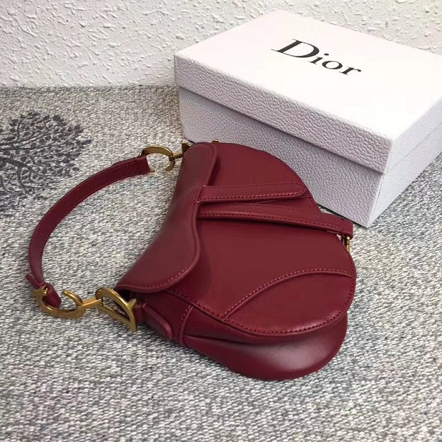 2018 Dior original calfskin mini saddle bag M0447 red