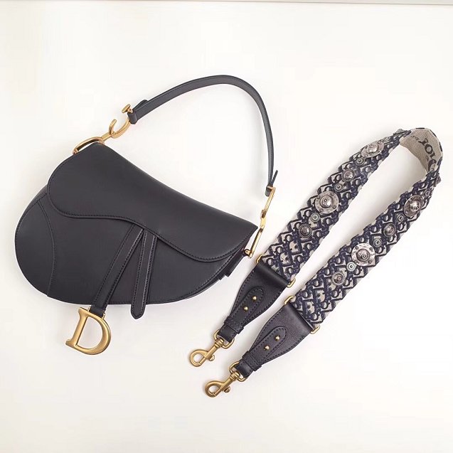 Dior original calfskin saddle bag M0446 black