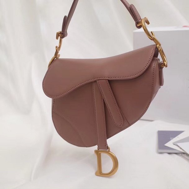 2018 Dior original calfskin saddle bag M0446 nude