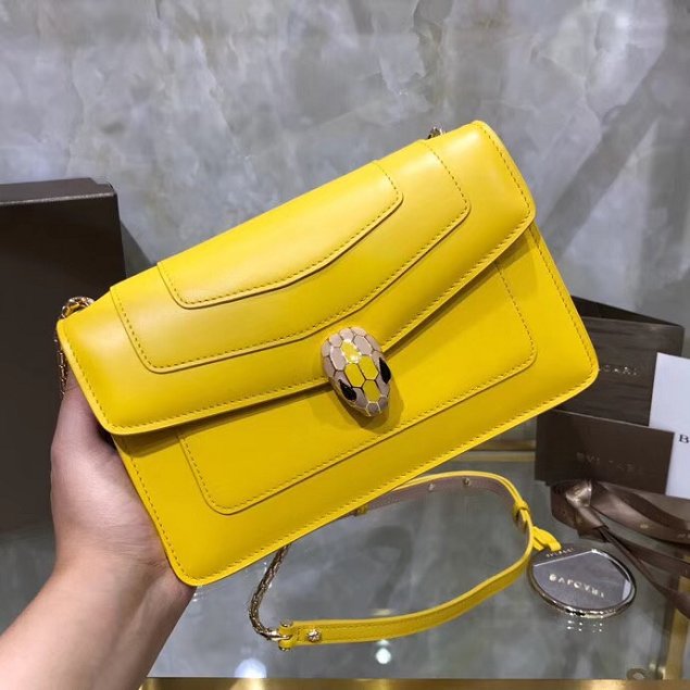 Blvgari original calfskin small serpenti forever cover shoulder bag 286180 yellow