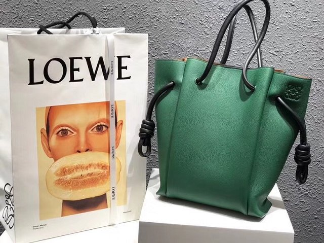 2018 Loewe original calfskin flamenco knot tote bag 061803 green