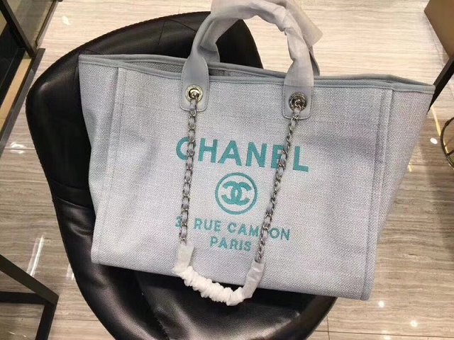 2018 CC original canvas large shopping tote bag A66941 gray&blue