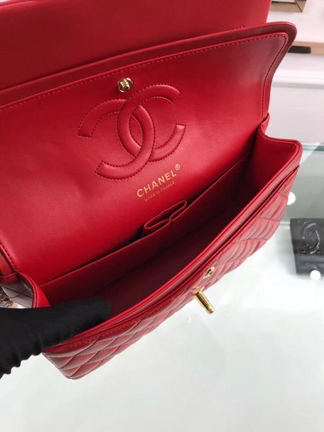 CC original lambskin leather double flap bag A1112 red