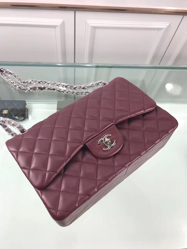 CC original lambskin large double flap bag A58600-2 bordeaux