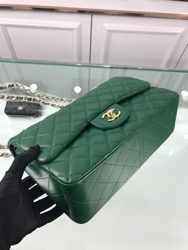 CC original lambskin large double flap bag A58600-2 green