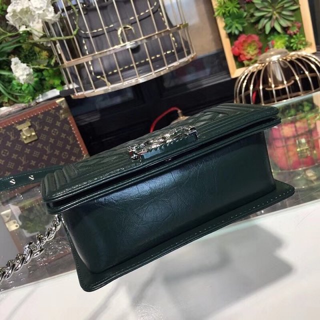 CC original patent leather small le boy bag 67085 green