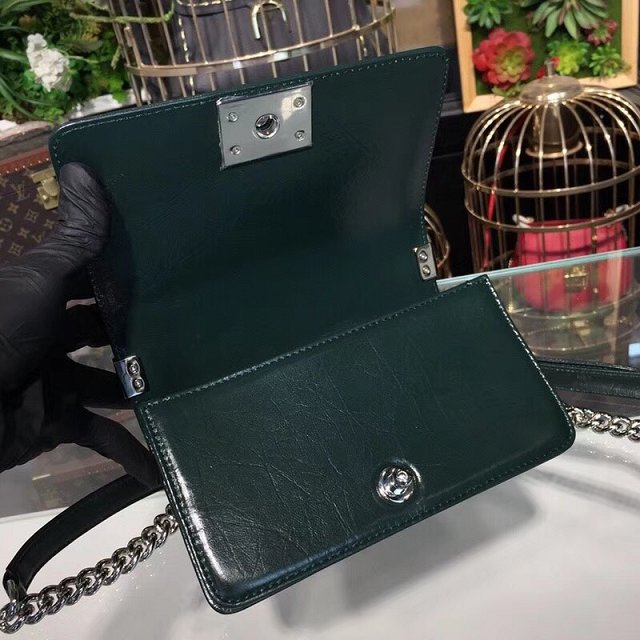 CC original patent leather small le boy bag 67085 green