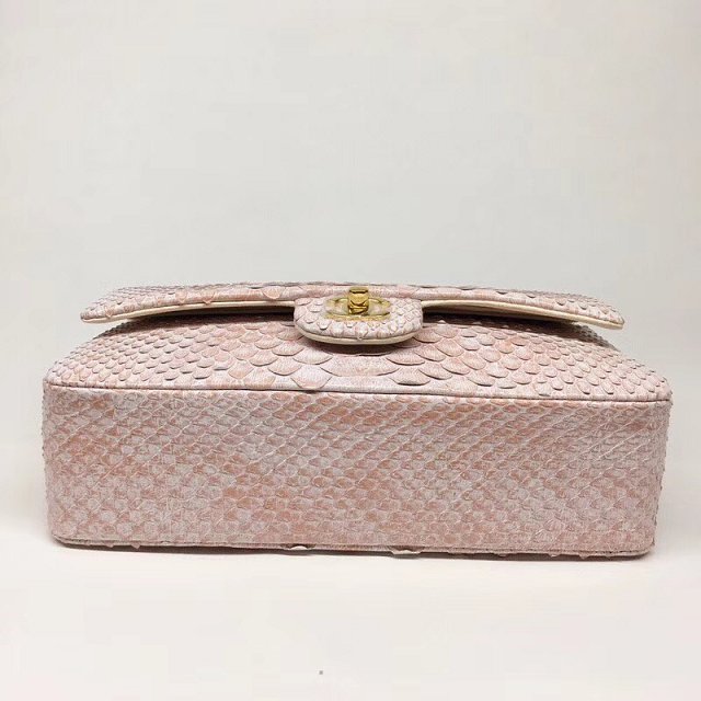 CC original python leather flap bag A01112 pink&white