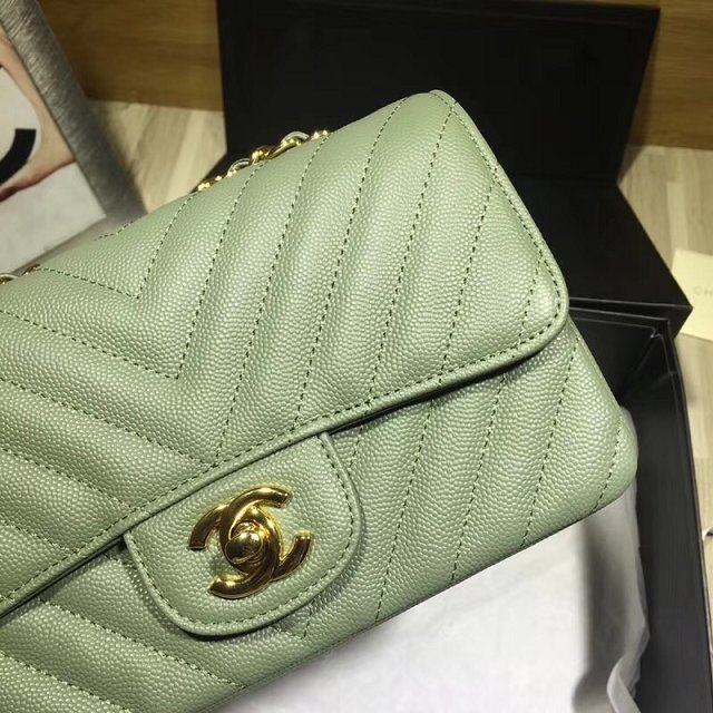 CC original grained calfskin mini flap bag A69900-3 olive